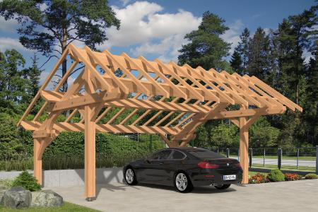 Carport asymétrique 5,41 x 6,3 m en Douglas