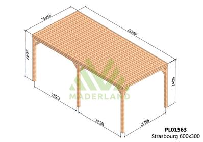 Pergola avec toit STRASBOURG 600x300cm