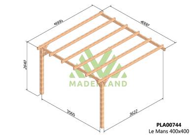 Pergola adossée LE MANS 400x400cm