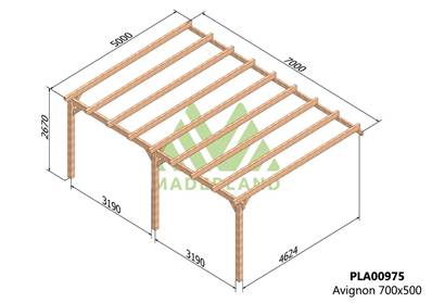 Pergola adossée AVIGNON 700x500cm
