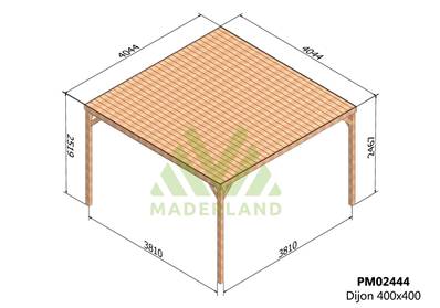 Pergola avec toit DIJON 400x400cm