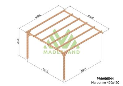 Pergola adossée NARBONNE 420x420cm