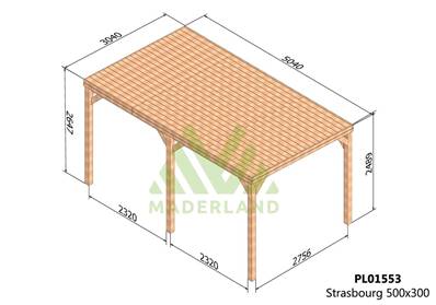 Pergola avec toit STRASBOURG 500x300cm