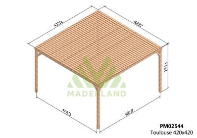 Pergola avec toit TOULOUSE 420x420cm