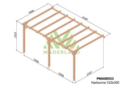 Pergola adossée NARBONNE 510x300cm