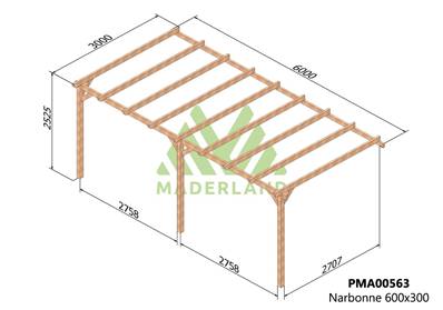 Pergola adossée NARBONNE 600x300cm