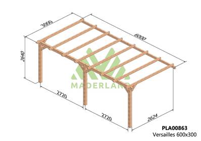 Pergola adossée VERSAILLES 600x300cm