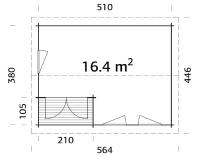 Abris de jardin SUSANNA en 44 mm de  16.4 m² avec plancher