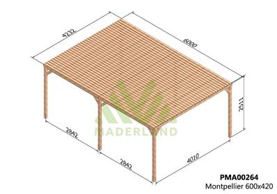 Pergola avec toit MONTPELLIER 600x420cm
