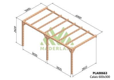 Pergola adossée CALAIS 600x300cm