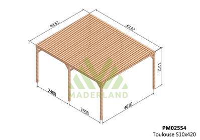 Pergola avec toit TOULOUSE 510x420cm