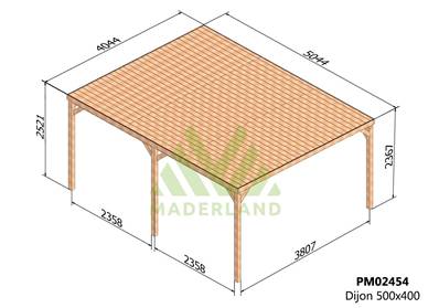 Pergola avec toit DIJON 500x400cm