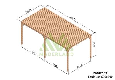 Pergola avec toit TOULOUSE 600x300cm