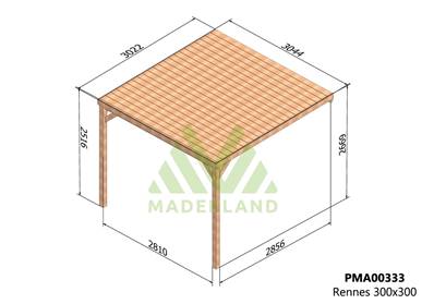 Pergola avec toit RENNES 300x300cm