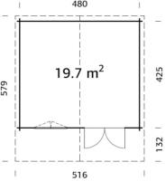 Abri de jardin BRITTA 19,7 m² en 40 mm- Bois Naturel non - traité 