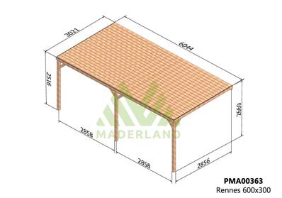 Pergola avec toit RENNES 600x300cm