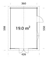 Abris de jardin IRENE  19 m² en 44mm avec plancher