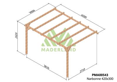 Pergola adossée NARBONNE 420x300cm