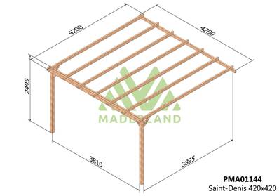 Pergola adossée SAINT-DENIS 420x420cm