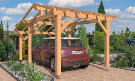 Carport asymétrique 4,84 x 3 m en Douglas