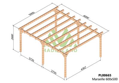 Pergola MARSEILLE 600x500cm
