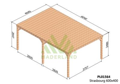 Pergola avec toit STRASBOURG 600x400cm