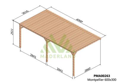 Pergola avec toit MONTPELLIER 600x300cm