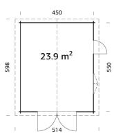 GARAGE PALMAKO ROGER 23.9 M² 44mm AVEC DOUBLE PORTE EN BOIS