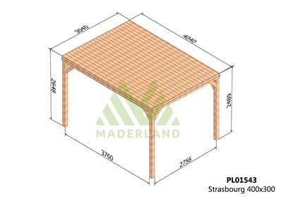 Pergola avec toit STRASBOURG 400x300cm