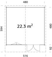 Abri de jardin BRITTA 22,3 m² en 40 mm