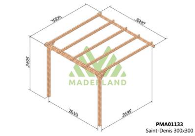 Pergola adossée SAINT-DENIS 300x300cm