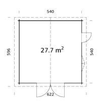 GARAGE PALMAKO ROGER 27.7 M² 70 mm AVEC DOUBLE PORTE EN BOIS