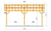 Carport double pentes 6,6 x 6,6 m en Douglas