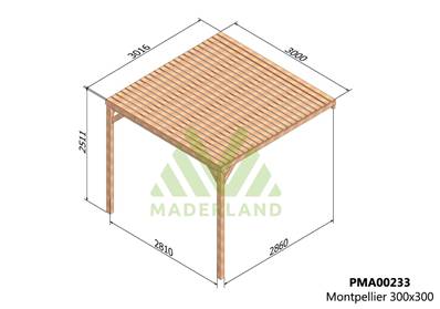 Pergola avec toit MONTPELLIER 300x300cm