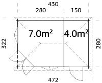 Abri de jardin Pavillon MELANIE 11 M²