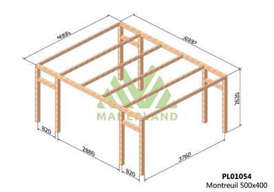 Pergola MONTREUIL 500x400cm