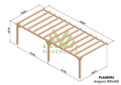 Pergola adossée AVIGNON 900x400cm