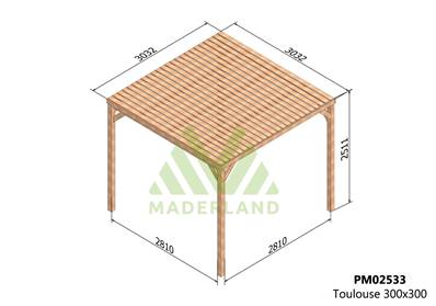 Pergola avec toit TOULOUSE 300x300cm