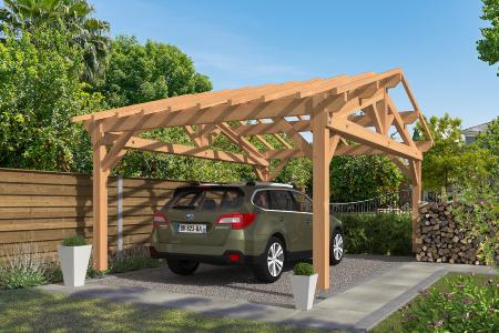 Carport double pentes 6,5 x 4,5 m en Douglas