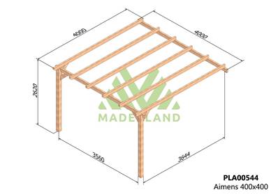 Pergola adossée AMIENS 400x400cm