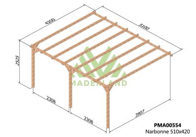 Pergola adossée NARBONNE 510x420cm