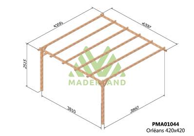 Pergola adossée ORLÉANS 420x420cm
