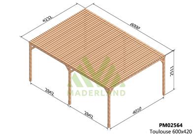 Pergola avec toit TOULOUSE 600x420cm