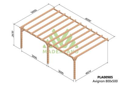 Pergola adossée AVIGNON 800x500cm