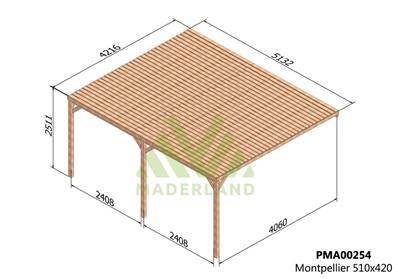 Pergola avec toit MONTPELLIER 510x420cm