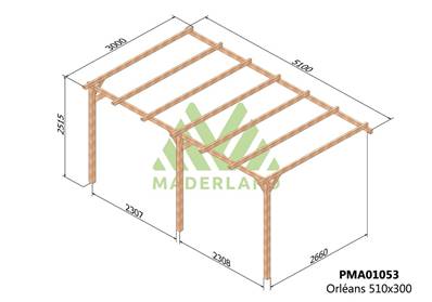 Pergola adossée ORLÉANS 510x300cm
