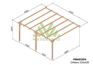 Pergola adossée ORLÉANS 510x420cm