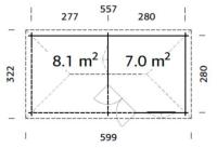 Abri de jardin Pavillon MELANIE 7 + 8.1 M²