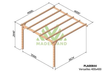 Pergola adossée VERSAILLES 400x400cm