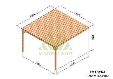Pergola avec toit RENNES 400x400cm